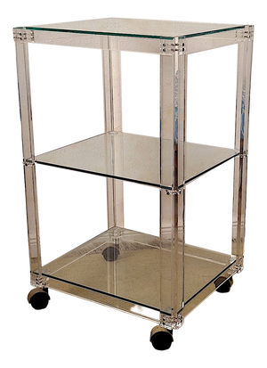 Vintage Italian Acrylic Glass and Glass Serving Trolley, 1980