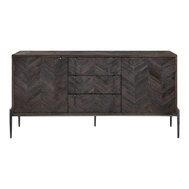 Chevron Pattern Console Cabinet For Sale