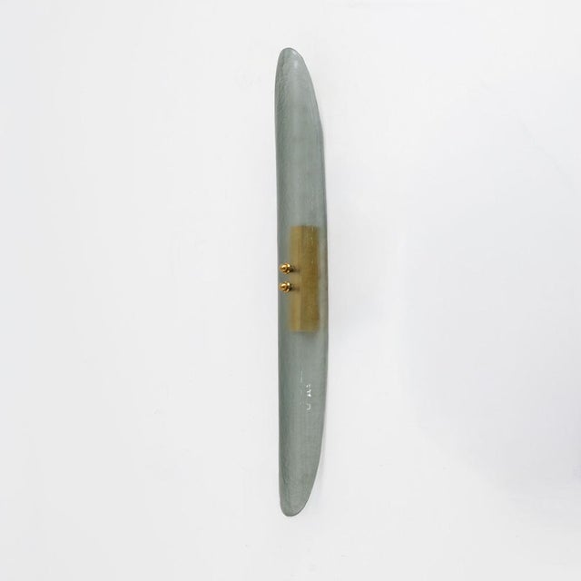 Mid-Century Modern Mid-Century Modern Aqua Green Murano Glass Sconces in the style of Fontana Arte, 2000, Set of 2 For Sale - Image 3 of 9