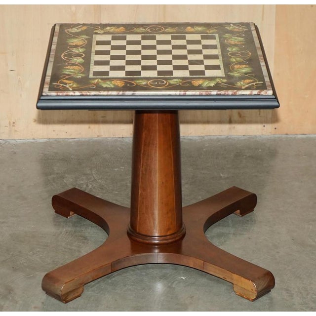 Large Antique Pietra Dura Marble Inlaid Chessboard Table with Cherrywood Base, 1880 For Sale - Image 3 of 18