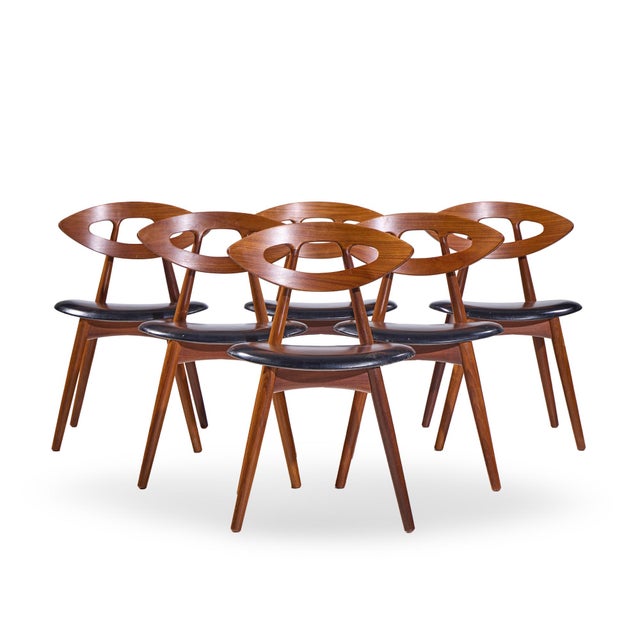 Ejvind A. Johansson for Ivan Gern Møbelfabrik Model 84 Mid Century Danish Teak Eye Dining Chairs - Set of 6 Each chair...