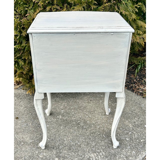 Antique French Style Carved Table/Nightstand in Distressed Antique White Finish For Sale - Image 12 of 13