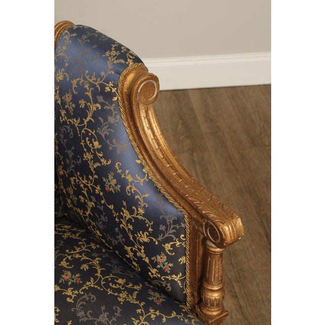 Late 20th Century French Louis XVI Style Custom Quality Giltwood Settee For Sale - Image 5 of 12