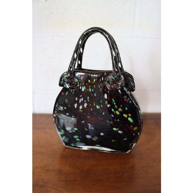 Modern Black Murano Glass Purse Vase For Sale - Image 3 of 9