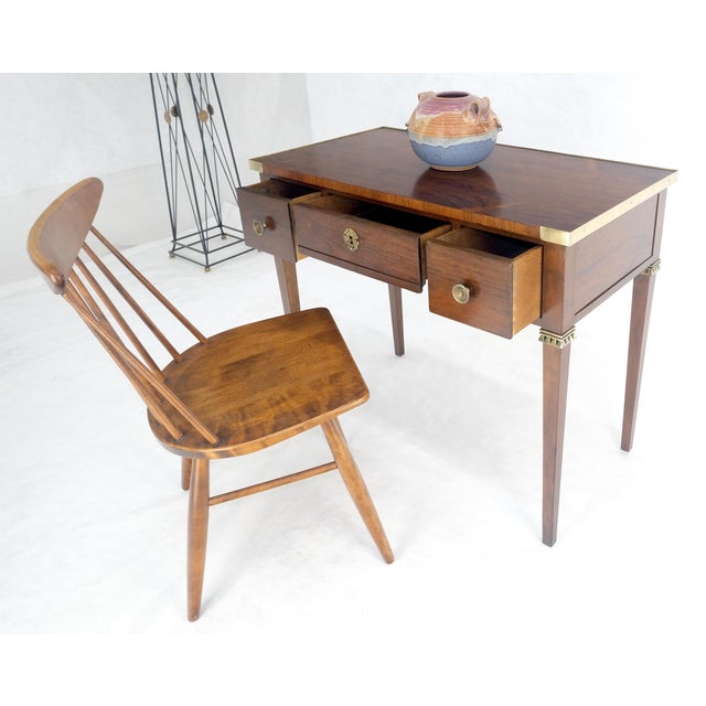 Baker Very Fine All Rosewood & Brass Gallery Trim Petit Desk Console Table MINT! For Sale - Image 11 of 14