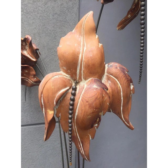 Mid-Century Modern 1970's Mid-Century Modern Wood and Bronze Tropical Plant Sculpture For Sale - Image 3 of 10