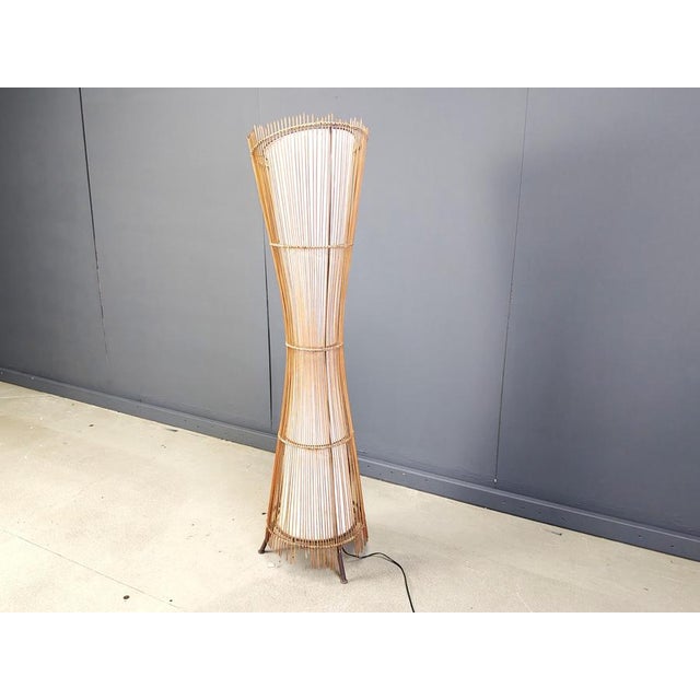 Wood Vintage Italian Bamboo Floor Lamp, 1960s For Sale - Image 7 of 11