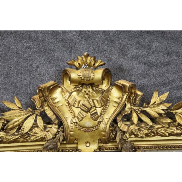 French Monumental Carved 19th C Louis XV Gold Leaf Carved Mirror For Sale - Image 3 of 12