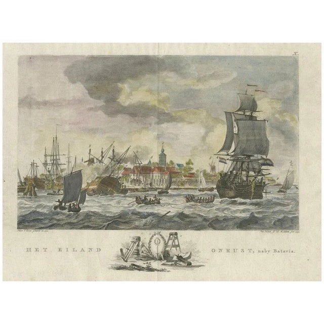 Vinkeles, 1779 View of Onrust Island Near Batavia with Voc Shipyard Activity, 1779, Print For Sale - Image 10 of 10