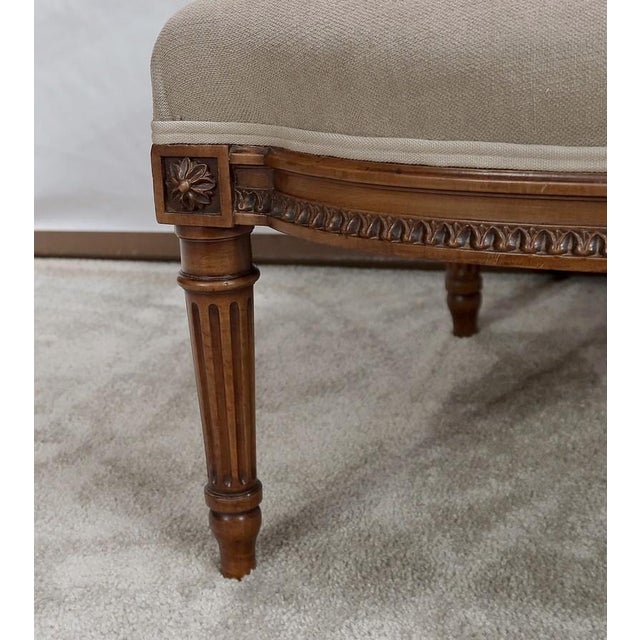 Low Louis XVI Style Armchair in Walnut, Late 19th Century For Sale - Image 11 of 18