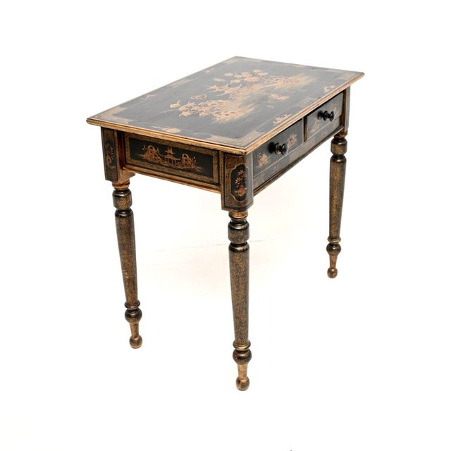 Antique Victorian Chinoiserie Lacquered Side Table, 1850s For Sale - Image 3 of 13