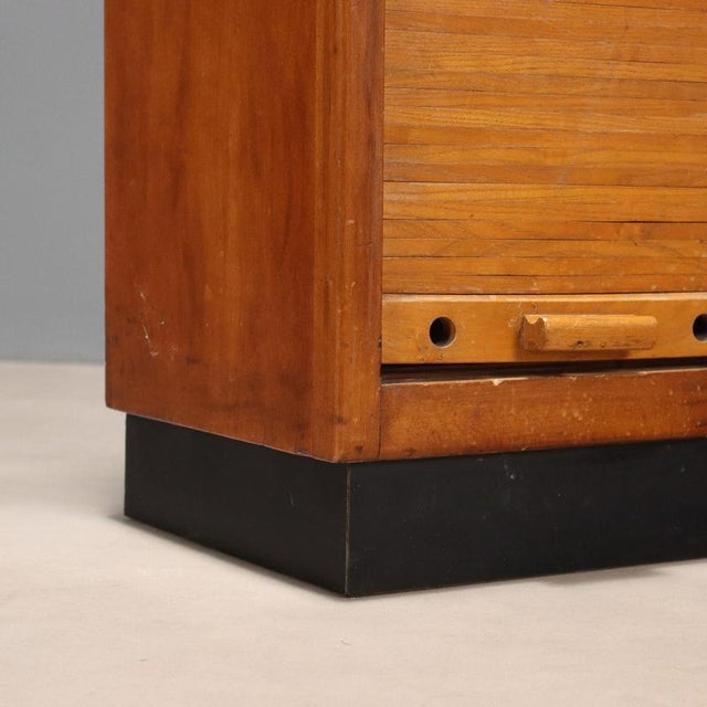 Rolling Shutter Cabinet in Walnut Veneer and Formica Top For Sale - Image 6 of 9