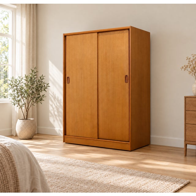 Mid-Century Modern Teak Double Sliding Door Wardrobe from Austinsuite, 1960s For Sale - Image 3 of 11