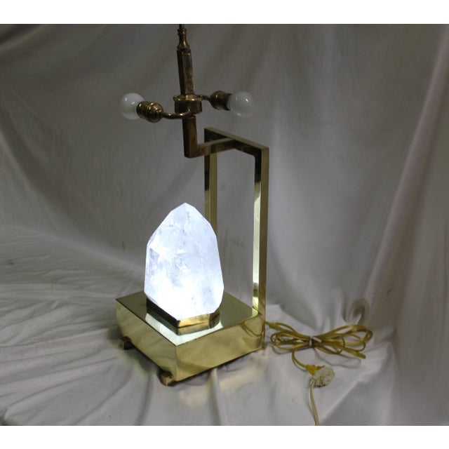 Mid-Century/Modern Rock Crystal Lamp Hi-polished Brass . LED base For Sale - Image 4 of 18