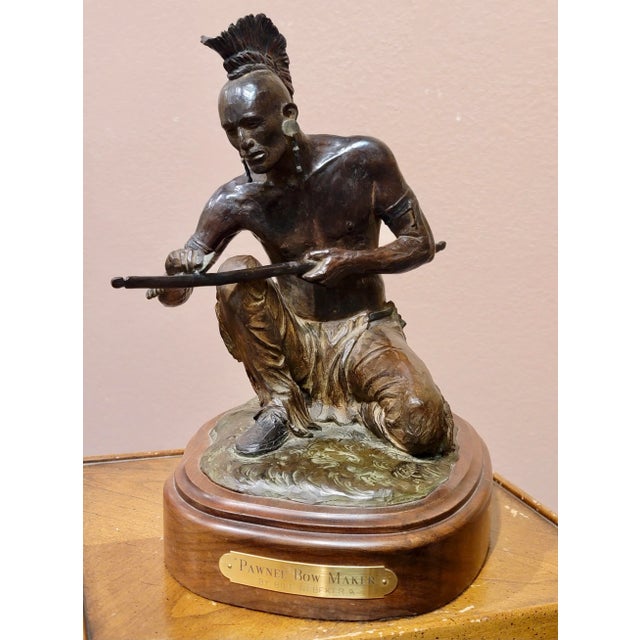 Bill Nebeker - Native American Indian Making a Bow-Bronze Sculpture American Western - Original Patinated Bronze Sculpture...