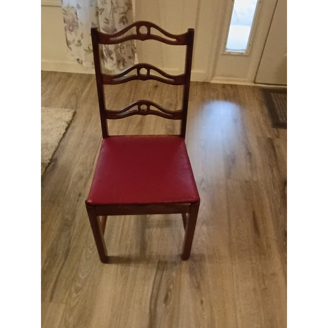 Wood Vintage Solid Wood Desk With Chair For Sale - Image 7 of 18