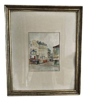 A. Paly, Parisian Street Scene with Berlin Bar, Watercolor, Framed