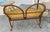 Mid 20th Century Vermont Tubbs Snowshoe Caned Double Rocker Bench Settee & Side Tables, 3 Pieces For Sale - Image 6 of 11