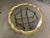 This Bamboo faux base supports a round scallop edge brass and glass inset coffee table. Made with brass, glass and wood...