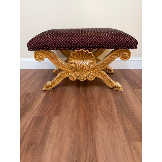 Mid 20th Century Charles Pollock George II Giltwood X-Frame Stool For Sale - Image 16 of 17