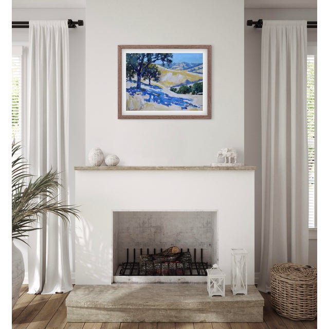 Modern Oil Painting, Golden Hills & Oaks Landscape For Sale - Image 4 of 7