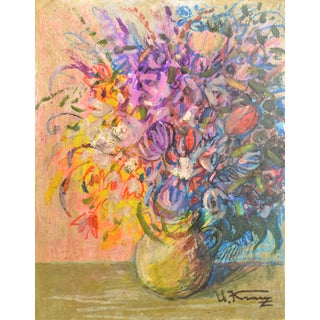 Uldis Krauze, Flowers in a Vase, 2020, Oil Painting on Board For Sale
