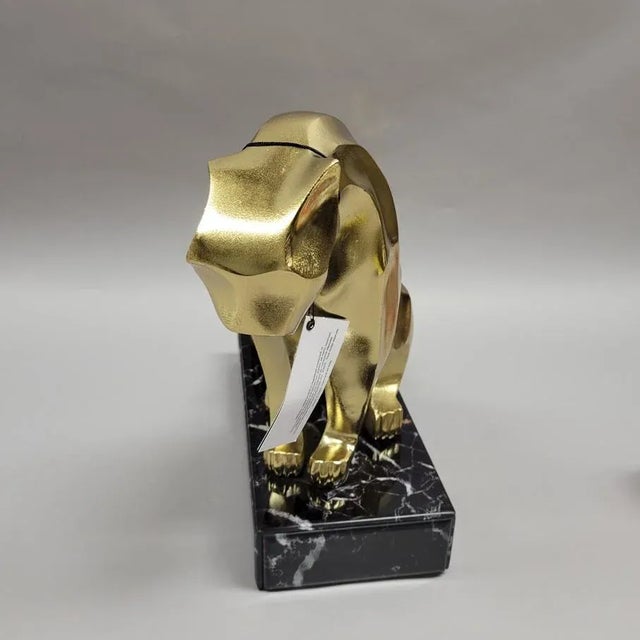 2020s Modern Cubic Brutalist Drexel Heritage Gold Cat Panther Statue For Sale - Image 5 of 6