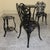 Black 1950s Rose-Pattern Cast Iron and Aluminum Garden Bistro Set With Two Plant Stands, 5 Pieces For Sale - Image 8 of 16