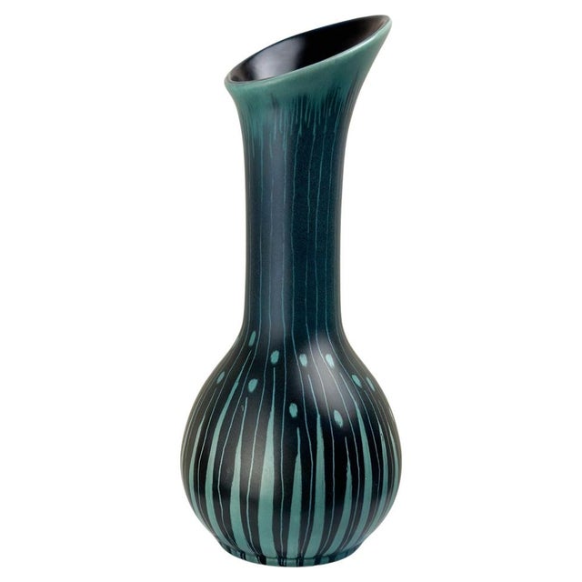 Black Vintage Turquoise and Black Vase by Colin Melbourne for Beswick, 1950s For Sale - Image 8 of 8