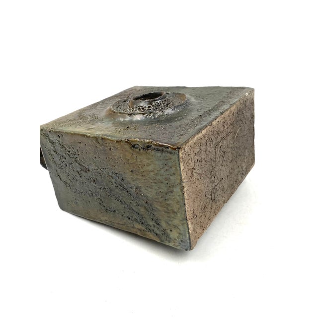 Dark Green Brutalist Ceramic Vase, Italy 1980s For Sale - Image 11 of 12
