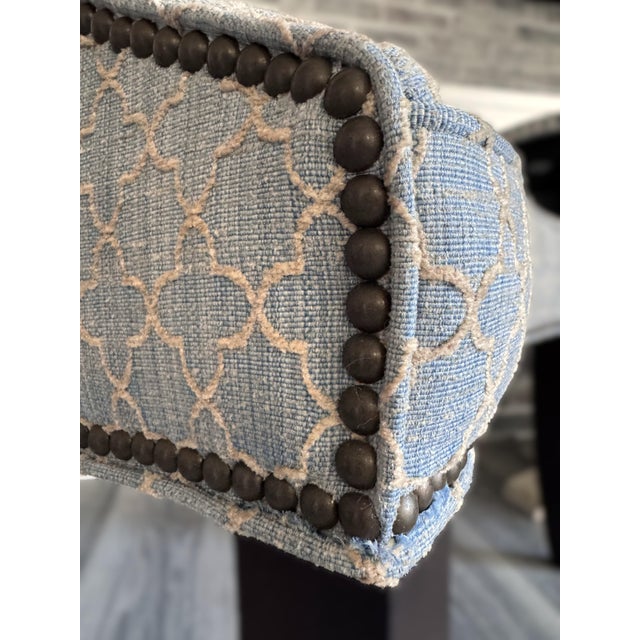 Early 21st Century Custom Pair Upholstered Quartrefoil Club Accent Chairs For Sale - Image 5 of 11