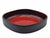 A square ceramic tray or bowl, featuring a deep red ‘Fat Lava’ interior glaze and a dark brown gradient rim, typical of...