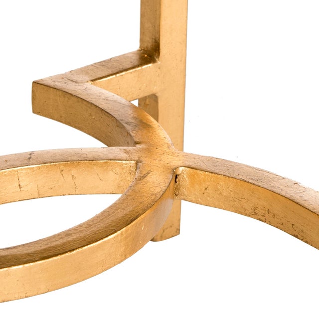 Modern Hunt Mirror Top End Table in Antique Gold For Sale - Image 3 of 7