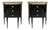 Pair of Ebonized French Marble-Top Petite Commodes With Brass Gallery For Sale