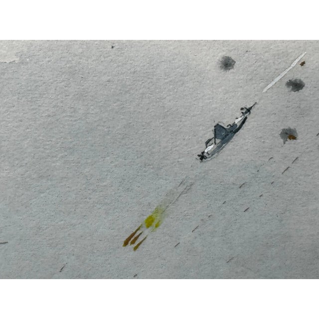 Navy Blue 1960s Eric Tufnell Battleship Yamato Naval Battle Watercolor With Provenance For Sale - Image 8 of 12