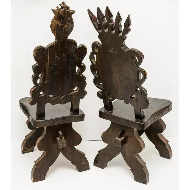 Mid 19th Century Armorial Crown & Crest, Hall Chairs 19th C. Pair For Sale - Image 5 of 7