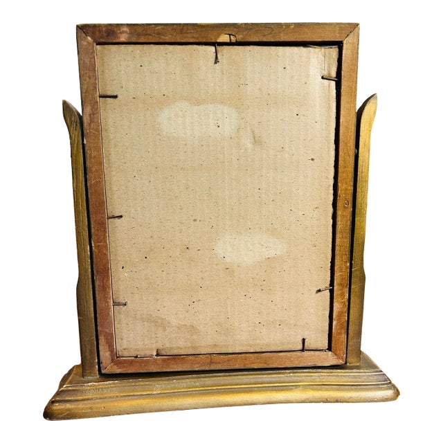 Antique 1920’s Bronze Painted Wood Tabletop Picture Frame for 7” X 9.5” For Sale