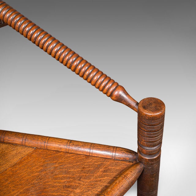 Antique Turner's Chair, English Oak, Warwick, Old Saxon, Elbow Seat, Victorian For Sale - Image 10 of 10