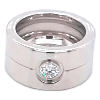 Cartier 18k White Gold Hi Love Wide Band Ring, Size 5.5 For Sale