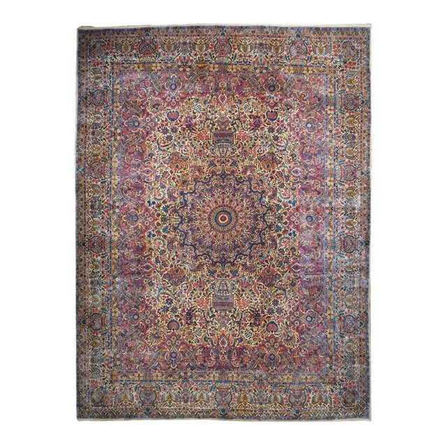 Antique Lavar Kerman Rug 11'7'' X 15'6'' For Sale