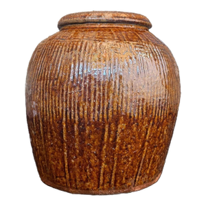 Antique Chinese Brown-Glazed Storage Jar – Late Qing Dynasty