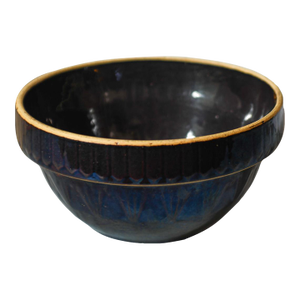 Antique Brown Picket Fence Stoneware Mixing Bowl: Rustic Farmhouse Pottery, 10" Wide