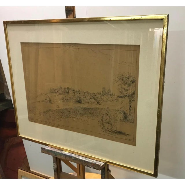 Work on paper Golden wooden frame with glass pane 48 x 64 x 1 cm This piece is attributed to the mentioned designer/maker....