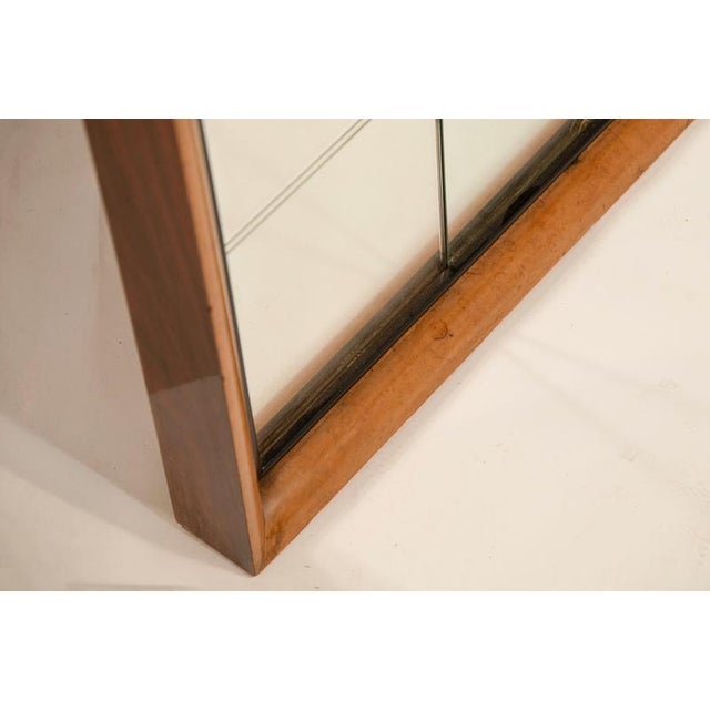 Brown Large Art Deco Mirror with Wooden Frame and Black Trim, 1940s For Sale - Image 8 of 12