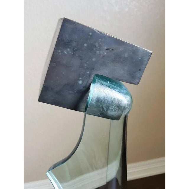Mary Shaffer Slumped Glass & Bronze Sculpture "From Cube #9" Signed For Sale - Image 9 of 10