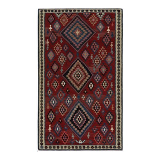 Rug & Kilim’s Mashwani Afghan Baluch Kilim in Red & Blue Geometric Patterns For Sale