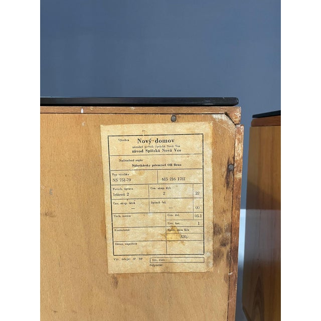 Midcentury Modern Nightstands by Nový Domov, 1970s, Set of 2, in Good conditions. Designed 1970 to 1979 This piece has an...