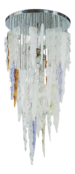 1970s Multi-Color Murano Glass Pendant Chandelier by Mazzega