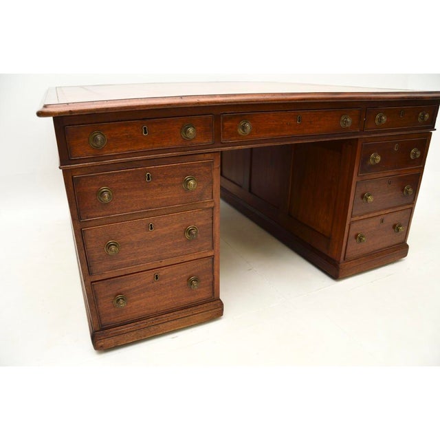 Antique Victorian Leather Top Partners Desk, 1840s For Sale - Image 6 of 8