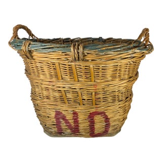 Overscale French Wicker Basket With Handles For Sale